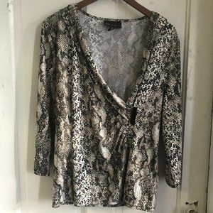 Snakeskin Wrap Blouse, XL Dana Buchman Top